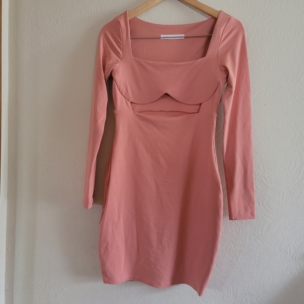 Susana‎ Monaco, Reverse Sweetheart Long Sleeve Dress, Coho, Size Small - Picture 4 of 9